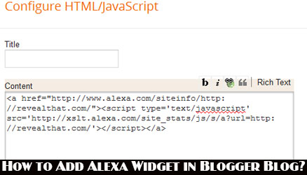 How to Add Alexa Widget in Blogger Blog