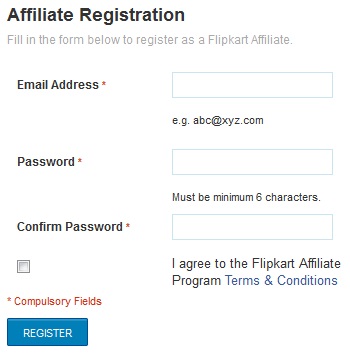 Register Flipkart Affiliate Program