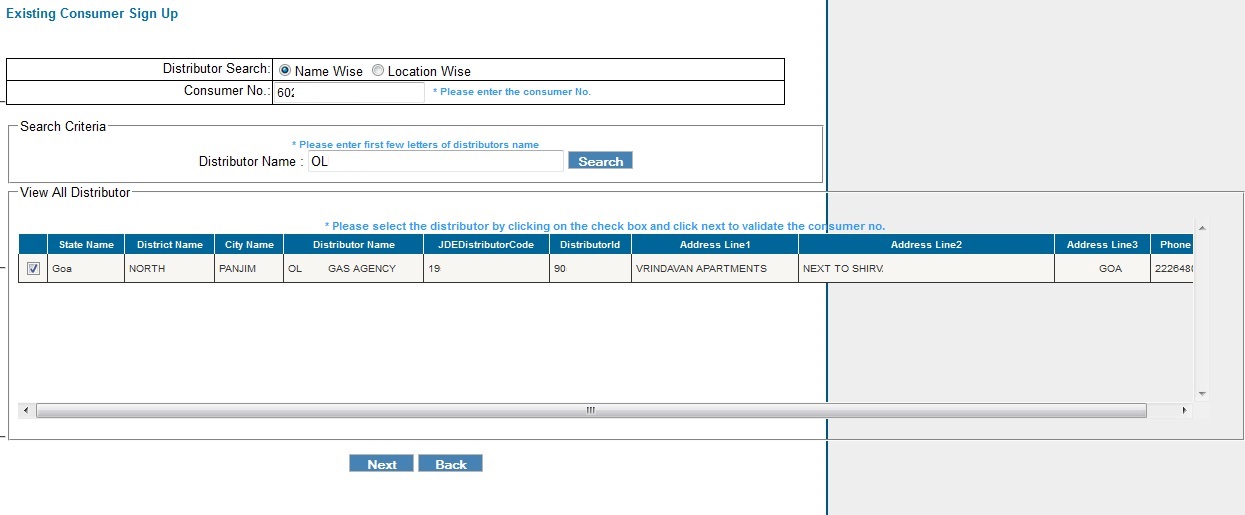 Existing Consumer Sign Up