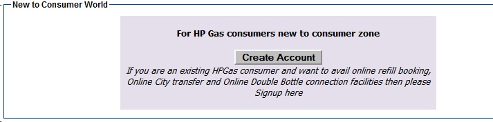 HP Gas Consumers Create Account