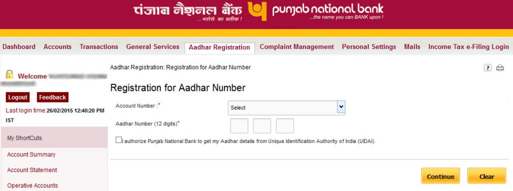 Link Aadhaar Card with PNB Bank Account Online