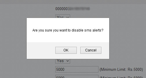 Prompt Disable SMS Alerts