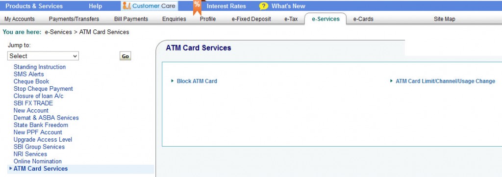 SBI ATM Card Services