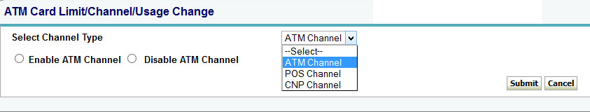 SBI ATM Channel Type