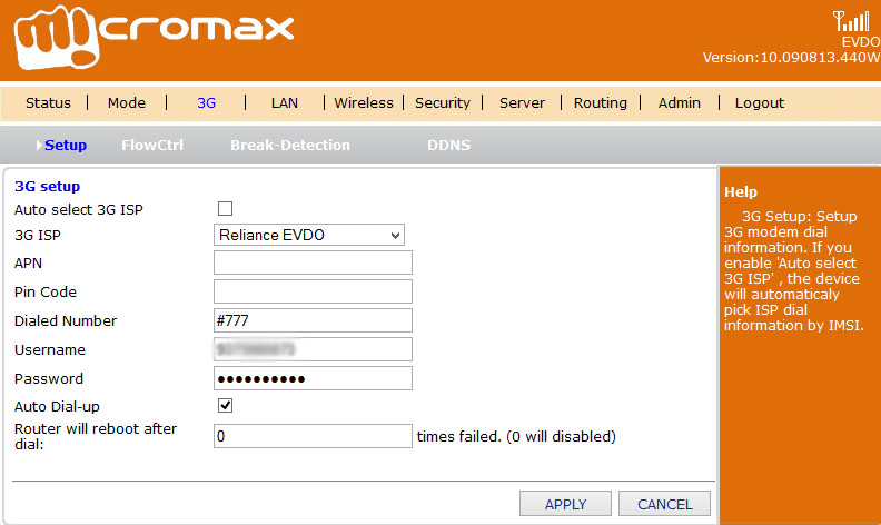 Set up Micromax MMX440W WiFi Router with Reliance Net Connect