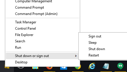 Windows 10 Shut-down or Sign-out