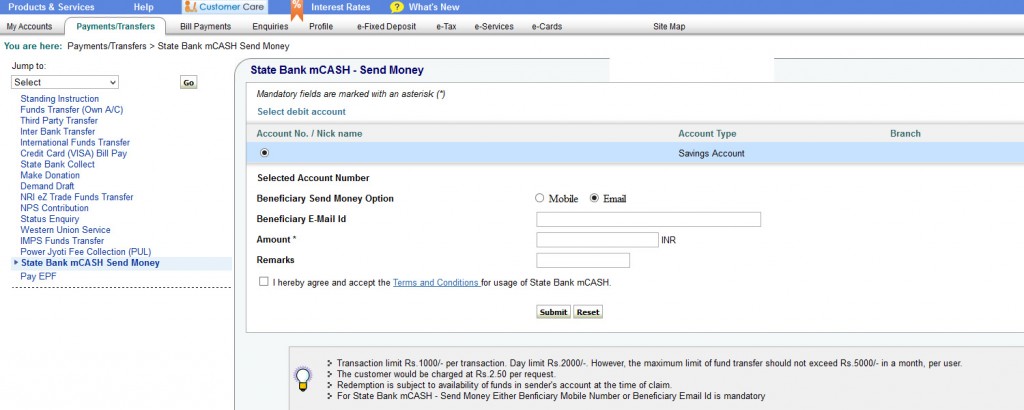 State Bank mCASH - Send Money