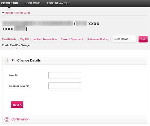 Axis Credit Card PIN Change Details