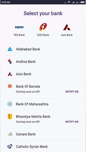 Select your Bank PhonePe