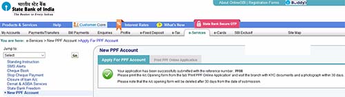 Application for PPF Account Submitted