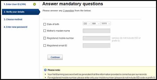 Kotak Net banking - Verify your details