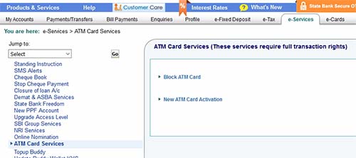 ATM Card Services