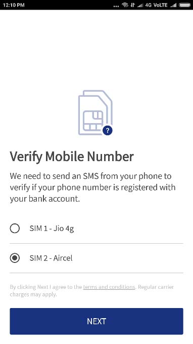 BHIM App Verify Mobile Number