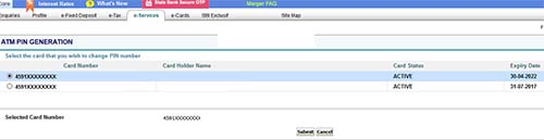 Select ATM Card PIN Generation