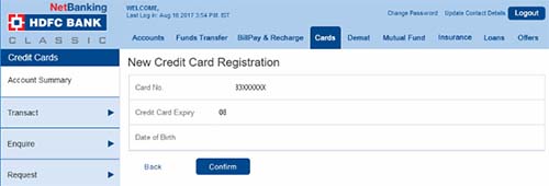 New Credit Card Registration