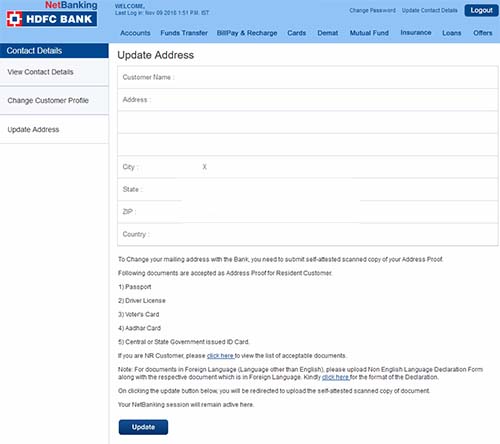 how to change name in hdfc bank account online