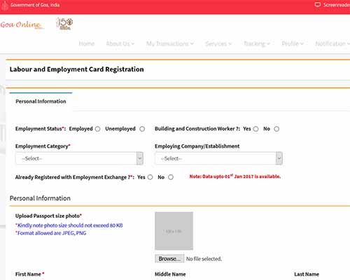 Employment Card Personal Information