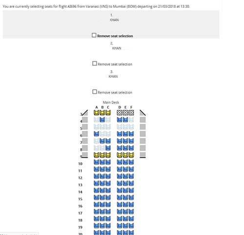 seat assignment air india