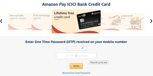 Amazon Pay ICICI Bank Credit Card OTP