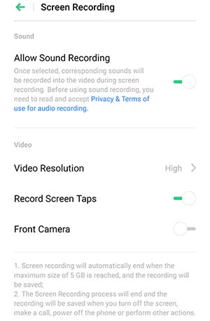 Realme Allow Sound Recording