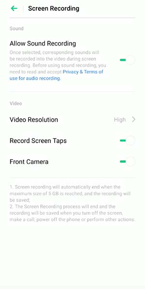 Record Screen with Front Camera