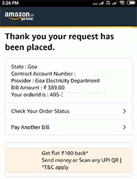 Amazon App Electricity Bill Payment Receipt