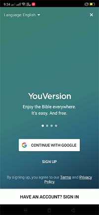YouVersion App Login Page