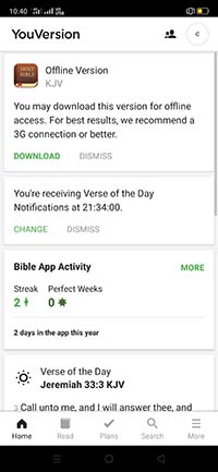 YouVersion Holy Bible App Homepage