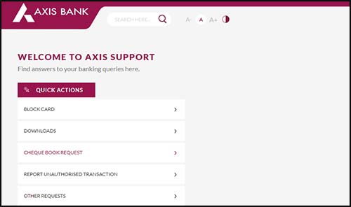 Axis Bank Support
