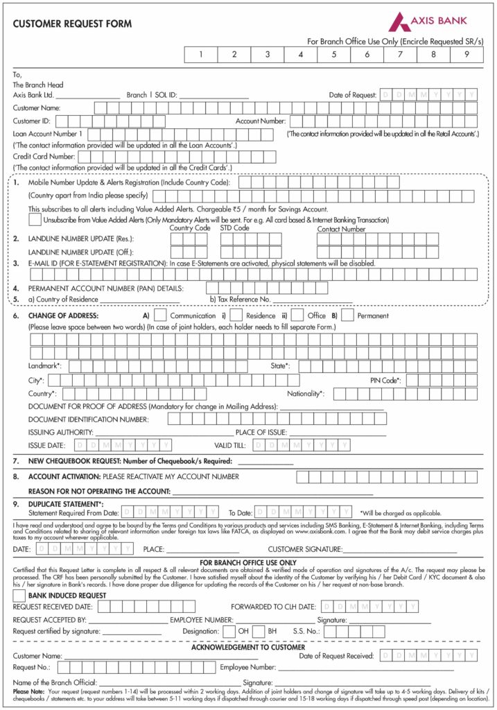 CUSTOMER REQUEST FORM for Address Change/ Update Page 1 - JPEG