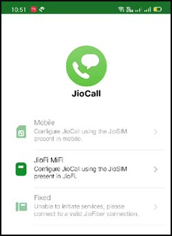 configure JioCall using the Jio SIM present in the JioFi