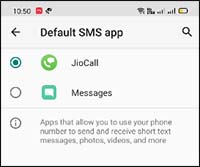 Default SMS app