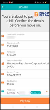 Pocket app LPG Refill Confirmation