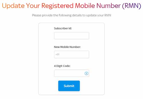 tata sky registered mobile number lost