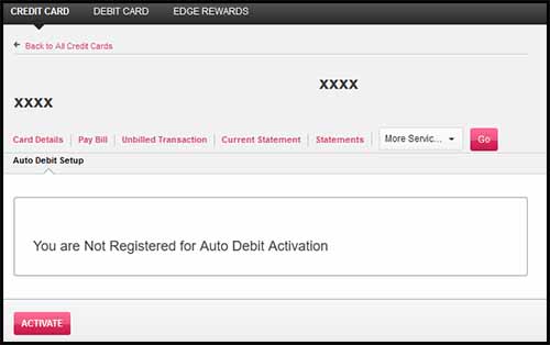 Auto Debit Setup Page