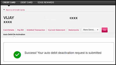 auto debit deactivation request is submitted