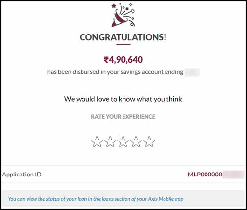 Axis bank loan disbursed