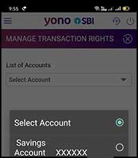 YONO Manage Transaction Rights