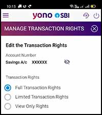 YONO SBI Change Transaction Rights