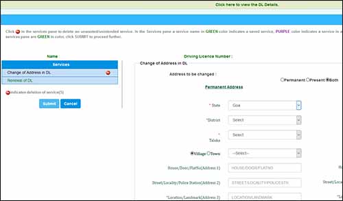 change address in driving license