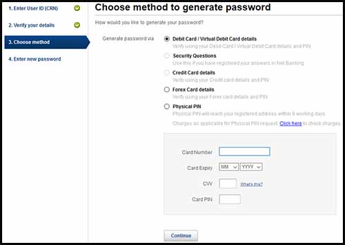 Generate Password via Debit or Virtual Card