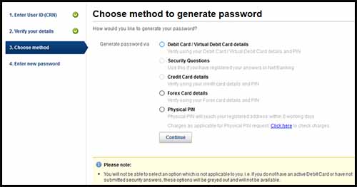 Generate Password via Debit or Virtual Card