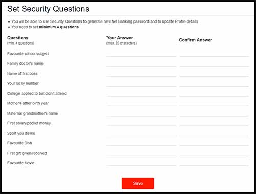 Kotak set security questions