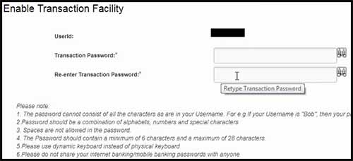 PNB Set Transaction Password
