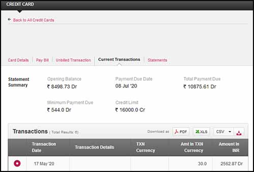 axis current unbilled statement
