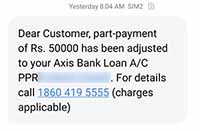 Axis loan part-payment adjusted