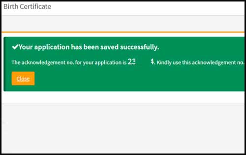 birth acknowledgement no