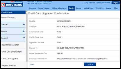 HDFC CC Confirmation