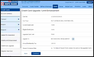 HDFC Credit Card Eligible Card Upgrades