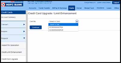 HDFC Credit Card Upgrade